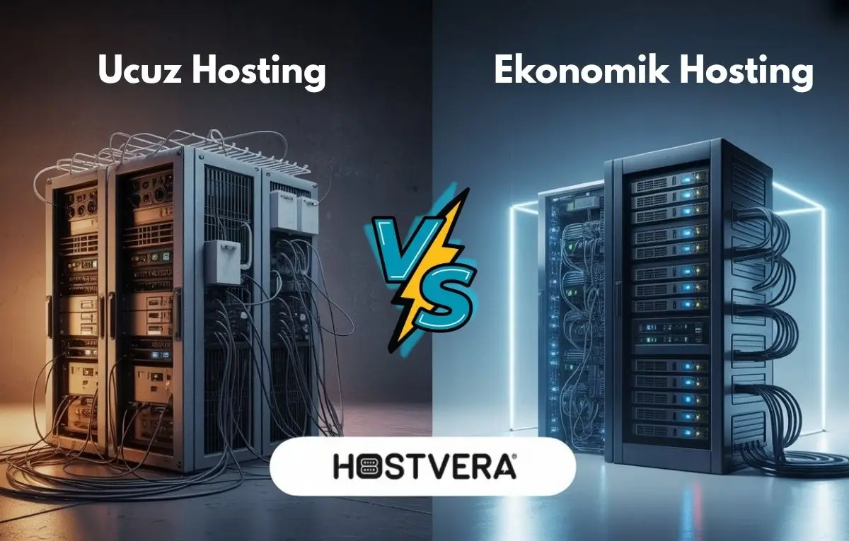 Ucuz Hosting ve Ekonomik Hosting arasındaki farkları gösteren sunucu karşılaştırma görseli - Hostvera
