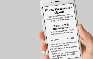 iPhone e-posta kurulumu sırasında sunucu kimliği doğrulanamıyor hatası uyarısı