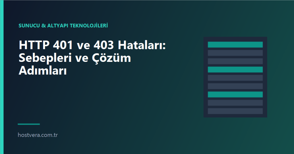 HTTP 401 ve 403 Hataları: Sebepleri ve Çözüm Adımları — Hostvera blog kapak görseli