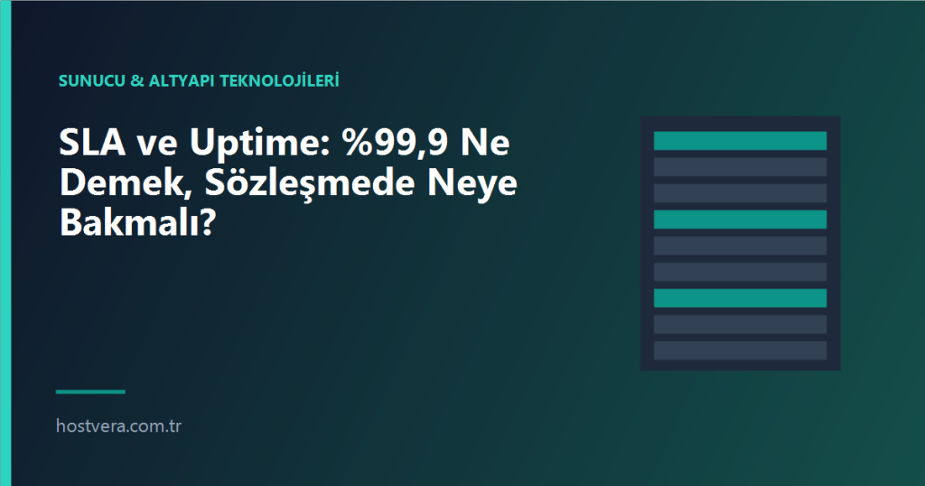 SLA ve Uptime: ,9 Ne Demek, Sözleşmede Neye Bakmalı? — Hostvera blog kapak görseli